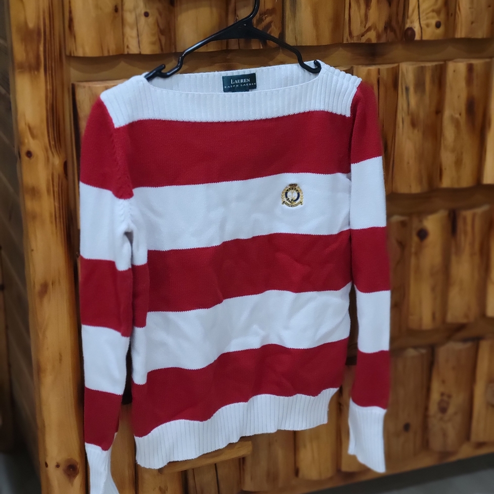 Ralph Lauren Bold Red and White Striped Sweater